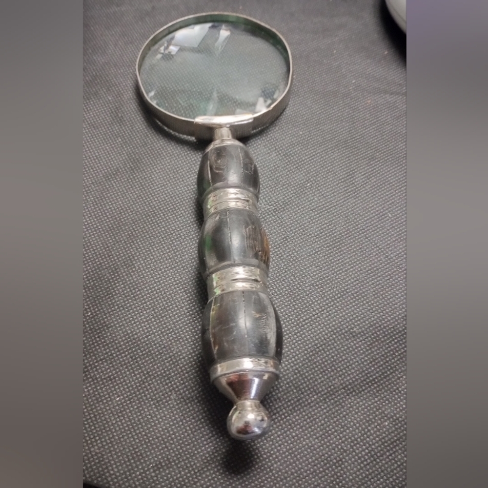 Sleek Silver and Black Office Magnifying Glass